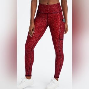 Fabletics Therma-Flex High Rise Leggings Red Leopard Print Size XL